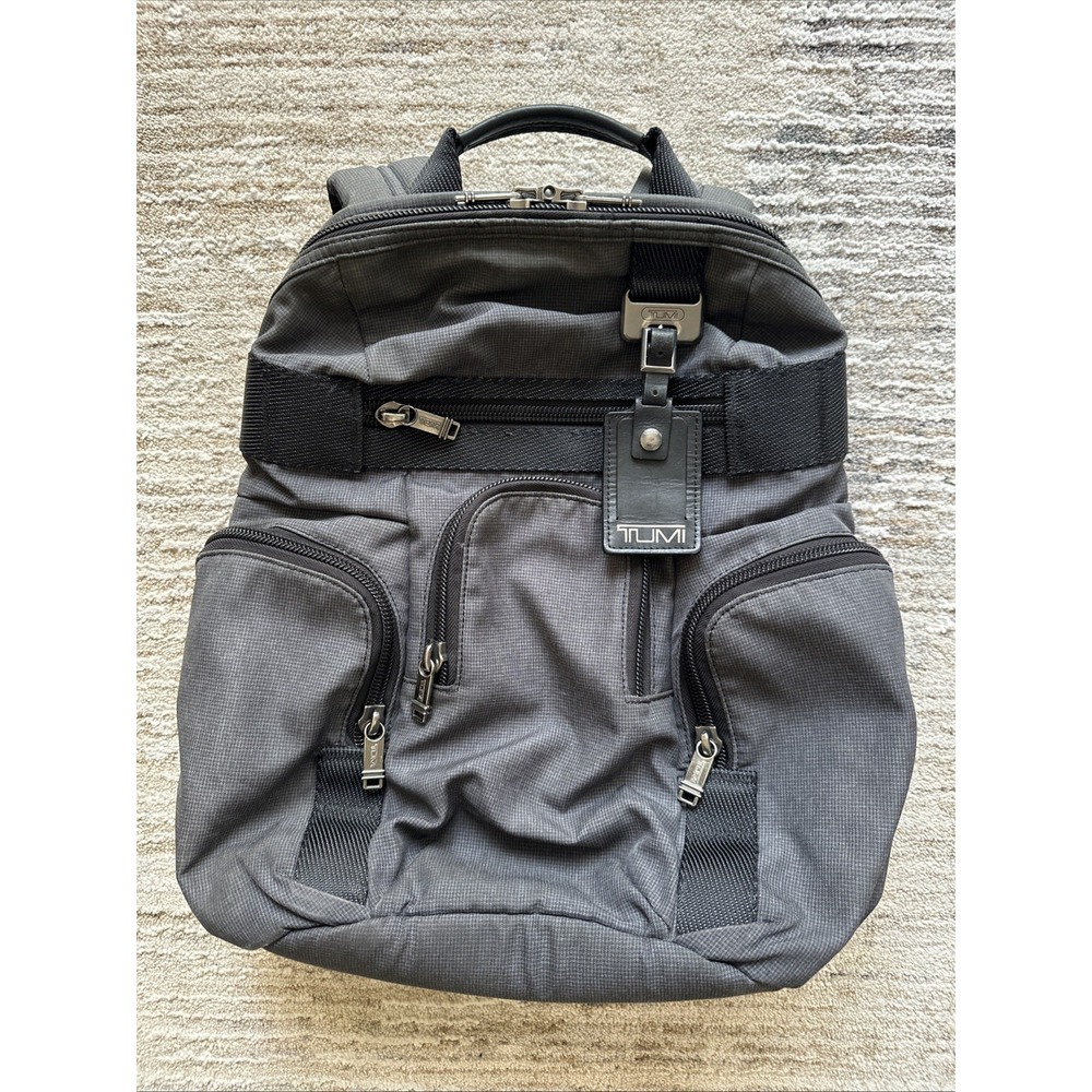 Tumi Backpack Gray/Black Nickerson Triple Pocket Multi-Zip Adjustable Straps
